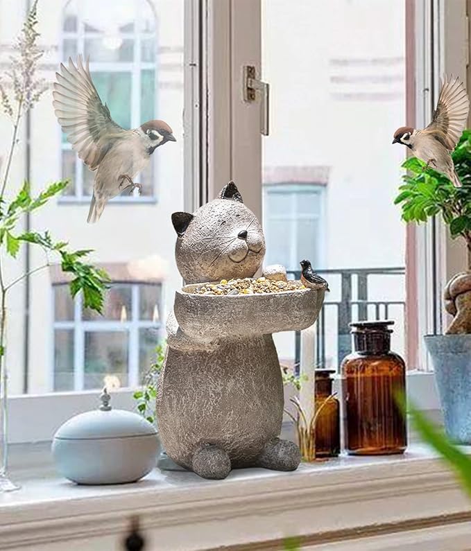 Cat Garden Statue Outdoor Decor Sculptures 12.3 Inch Height Figurine Gardening Lawn Ornament Gifts for Women-VerdiqueGarden