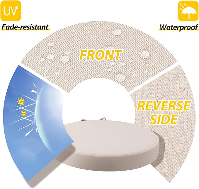 AAAAAcessories Outdoor Seat Cushions for Chairs, Waterproof, Fade-Resistant Patio Furniture Replacement Cushions, 15" x 15" x 2", Set of 2, Khaki Beige-VerdiqueGarden