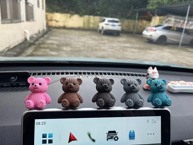 8Pcs Mini Resin Teddy Bear Figurines Cute Sweater Bears Desktop Ornaments Car Interior Decoration Garden FigurinesTiny Bear Statues Animals Sculpture Micro Landscape-VerdiqueGarden