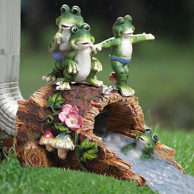 Elenon Playful Frog Decorative Gutter Downspout Extension Statue, Animal Gutter Guardian Rain Downspout Extender, Garden Splash Block Outdoor Sculpture for 3" × 4" Down Spouts Decor-VerdiqueGarden