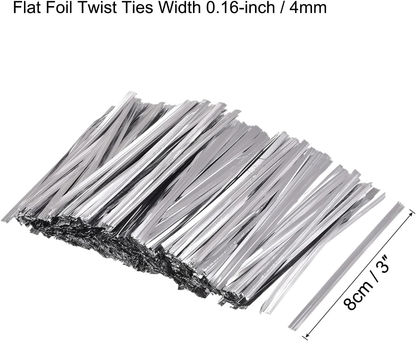 MECCANIXITY Foil Twist Ties 3" 8cm Metallic Plastic Closure Tie for Tying Bread, Candy, Cookies, Gift Bags Arts Crafts Ties Silver Tone Pack of 750-VerdiqueGarden