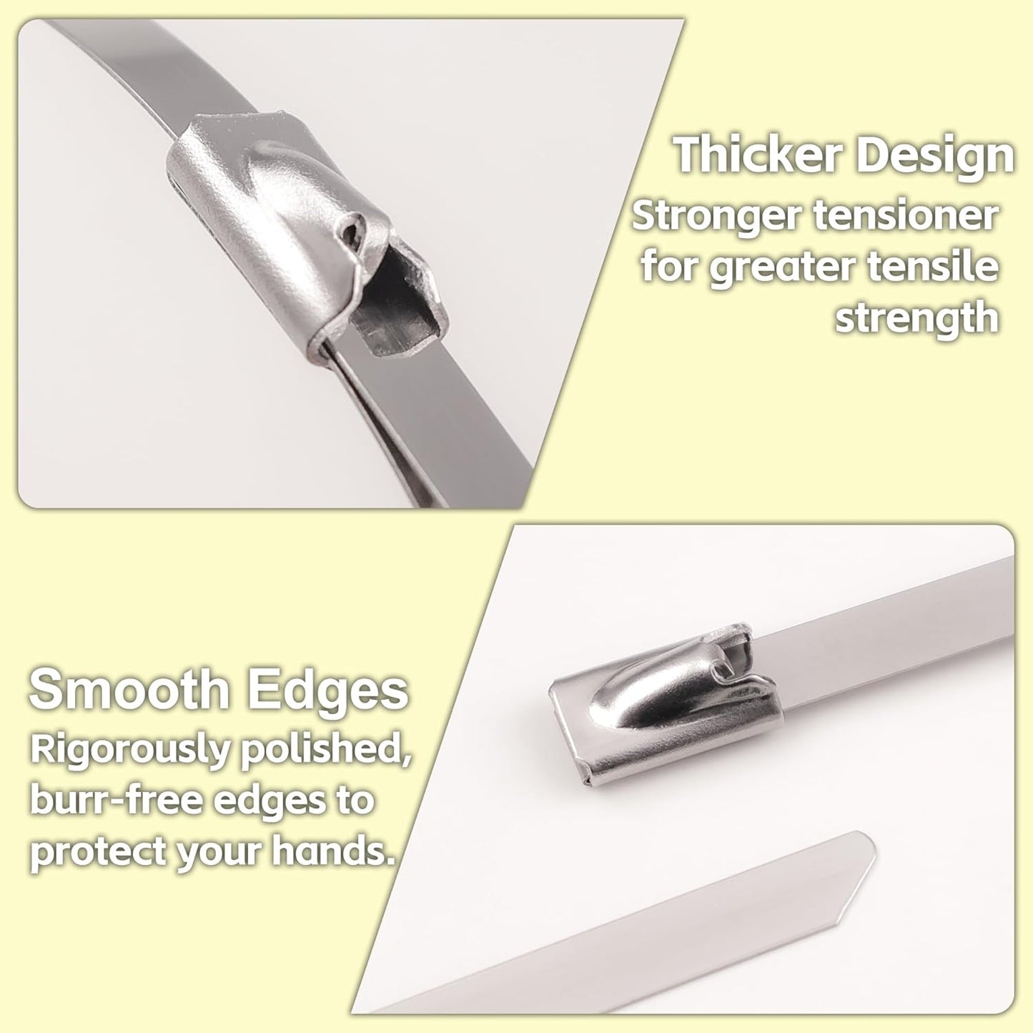 Stainless Steel Zip Ties 11.8 inch 100pcs, 304Stainless Steel Metal Zip Ties Multi-Purpose Heavy Duty Self-Locking Cable Ties for Machinery, Fence, Vehicles, Farms, Cables, Pipesas Well-VerdiqueGarden