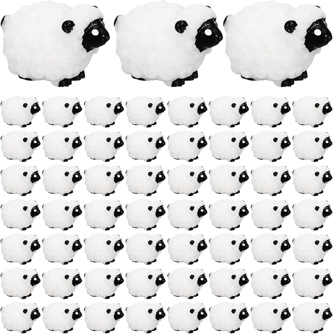 100Pcs Mini White Sheep Miniature Resin Sheep Figurines Cute Little Figurines Fairy Outdoor Moss Ornaments Landscape Figurines Garden DIY Ornament Accessories for Indoor Outdoor-VerdiqueGarden
