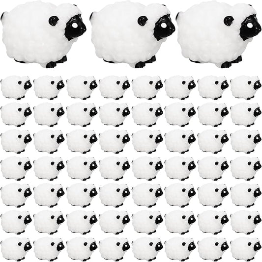 100Pcs Mini White Sheep Miniature Resin Sheep Figurines Cute Little Figurines Fairy Outdoor Moss Ornaments Landscape Figurines Garden DIY Ornament Accessories for Indoor Outdoor-VerdiqueGarden