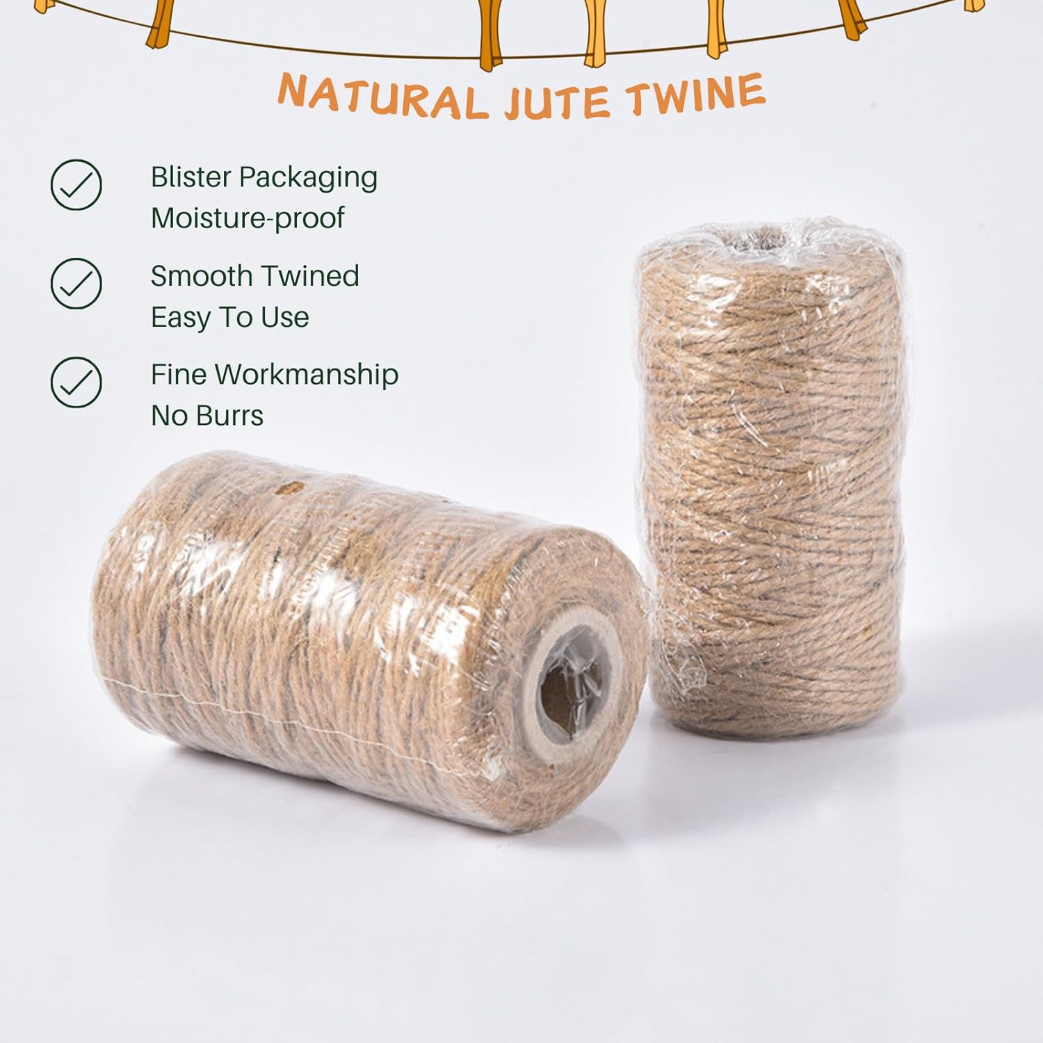Garden Twine 3mm, 328 Feet Natural Jute Twine for Garden, Crafts, Gifts Wrapping, Packing and Home Decor-VerdiqueGarden
