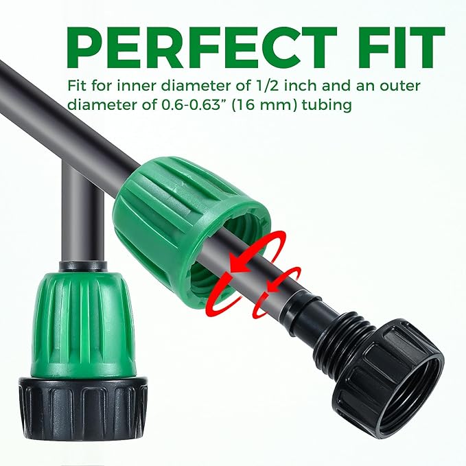 12 Pcs 1/2 Inch Drip Irrigation Tubing Faucet Garden Hose Adapter, 3/4" to 1/2" Drip Irrigation Tubing Hose Adapter, 3/4 Inch Faucet Connector Garden Hose Adapter Black and Green-VerdiqueGarden