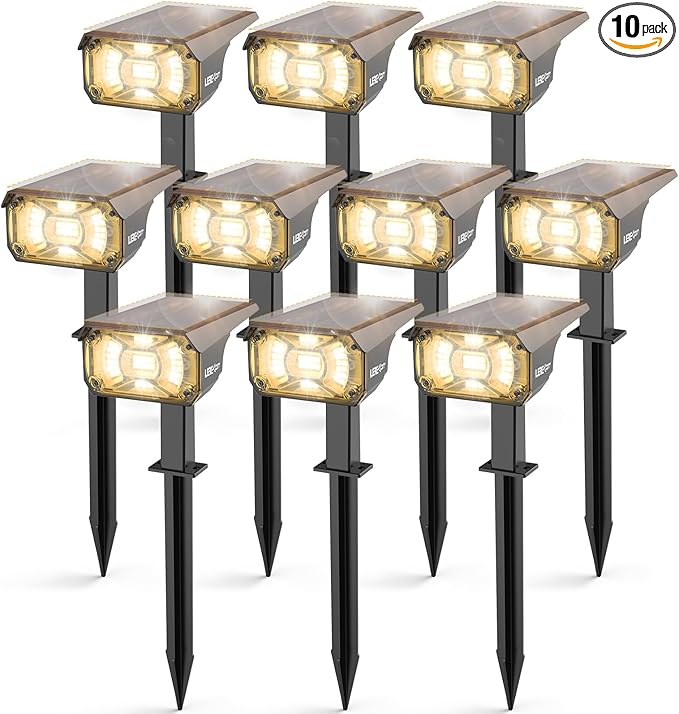 Solar Spot Lights Outdoor Landscape Lights, IP65 Outdoor Waterproof Spotlights, 40 LED's Outdoor Solar Lights for Yard Palm Trees Driveway Patio Pool 10 Pack-VerdiqueGarden