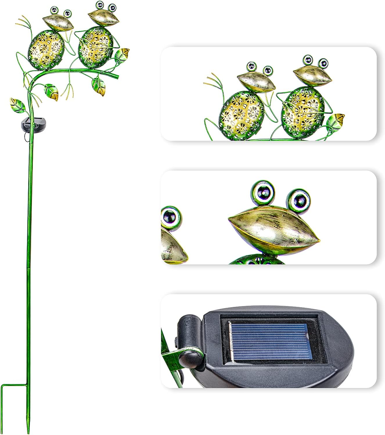 Bshine Outdoor Solar Garden Decorative Frog Lights, Waterproof LED Metal Stake Yard Art for Backyard, Path, Lawn Ornaments for Mom Gifts, Mother's Day Gifts-VerdiqueGarden