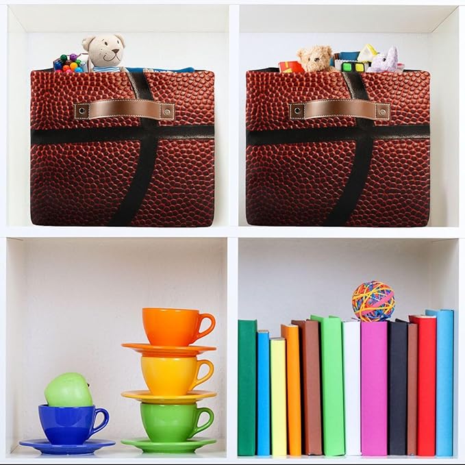 Basketball Print Rectangular Storage Basket Organizer Bin Shelf Baskets For Clothes Gifts For Home Office Dorm-VerdiqueGarden