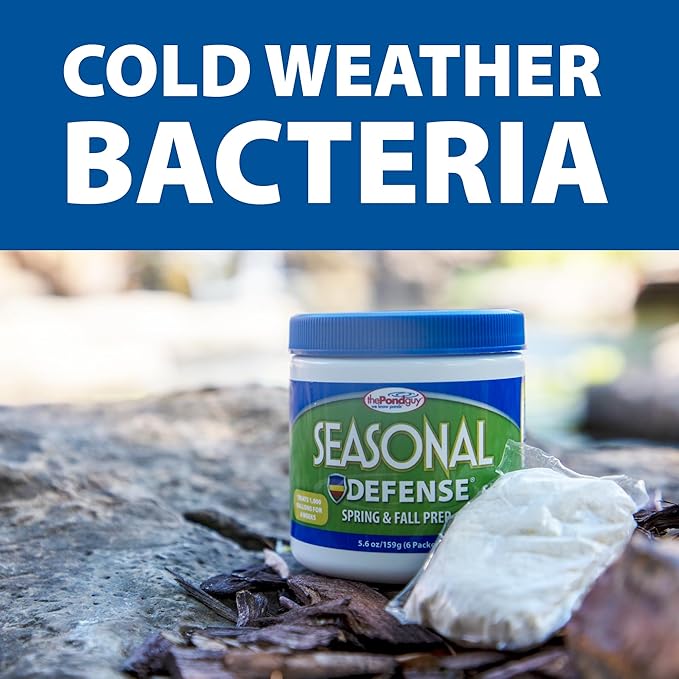 The Pond Guy Seasonal Defense, Spring & Fall Beneficial Bacteria, Barley & Enzymes, Cold Water Pond Sludge & Scum Treatment, Fish & Plant Safe, 6 Packets-VerdiqueGarden