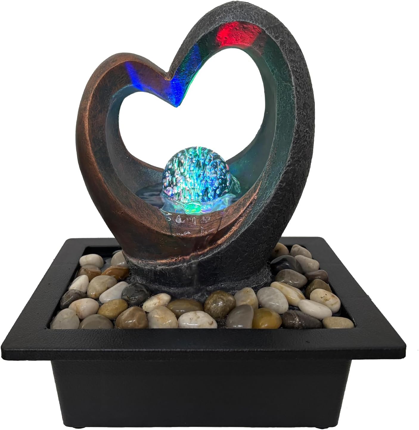 Spinning Orb Rock Cascading Tabletop Fountain, Zen Meditation Indoor Waterfall Feature with ON/Off Switch, Waterfall Fountain with LED Light for Home Office Bedroom-VerdiqueGarden