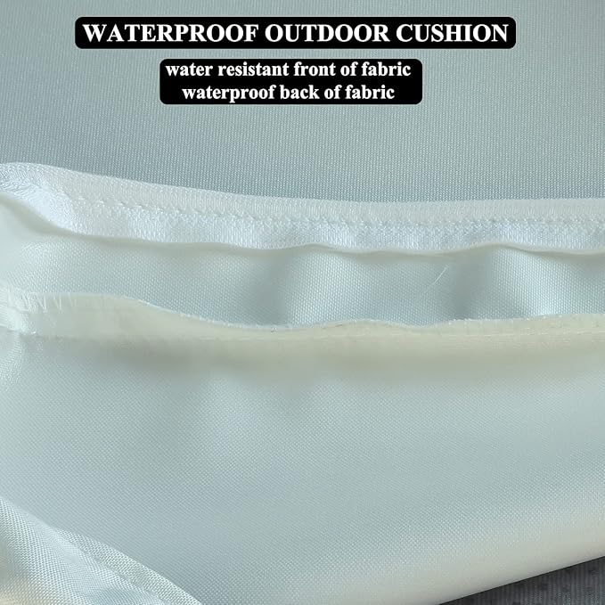 20x20 inch Patio Chair Cushions Non Slip Bottom Chair Pad with Ties Waterproof Square Outdoor Seat Cushion Replacement for Garden Swing Furniture Set of 2, White-VerdiqueGarden