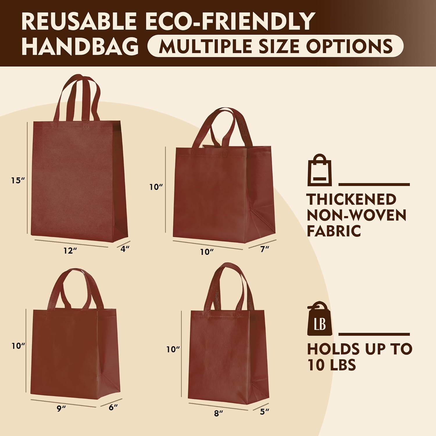 YEEHAW Custom Tote Bags 100pcs, White Custom Non-woven Tote Bag with Logo, Reusable Bags with Durable Handle, Ideal for Grocery Shopping, Gifts Wrapping & Travel-VerdiqueGarden