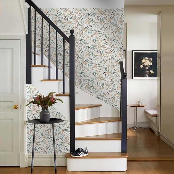 Boho Watercolor Brown Leaf Vintage Peel and Stick Wallpaper Self Adhesive Removable Easy Peel Off Stick on Wall Paper for Bedroom Cabinet Renter-VerdiqueGarden