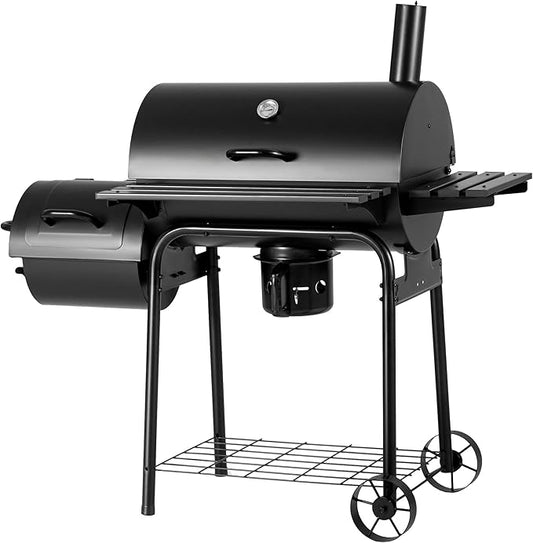 Devoko Charcoal Grill, Outdoor BBQ Grill with Offset Smoker and Side Table for Garden and Parties-VerdiqueGarden