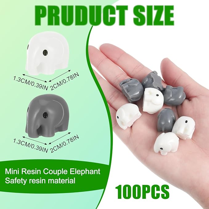 100 Pcs Mini Resin Elephants Miniature Animal Figurines Cute Elephants Fairy Garden Miniature Moss Landscape DIY Home Decor Terrarium Crafts Fairy Garden Decoration Accessories(Black,White)-VerdiqueGarden