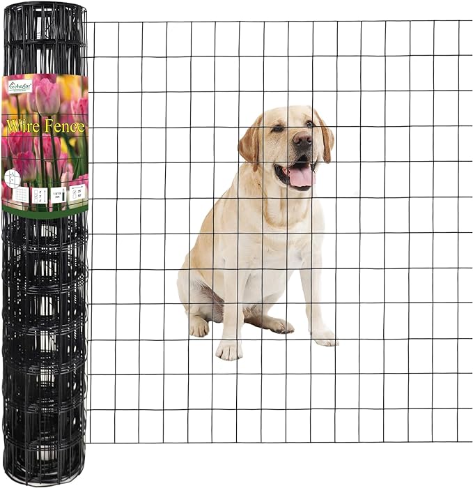 Black PVC Coated Welded Wire Fence 36 Inch x 25 Foot, 2 Inch x 3 Inch 16GA, Garden Border Fencing Roll Vinyl Coating Metal Wire Mesh for Yard Vegetable Plant Protection Poultry Netting-VerdiqueGarden