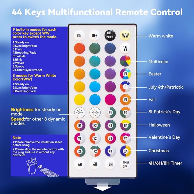 LitHome 164ft 500Led Color Changing String Lights with Remote,35 Colors RGB Christmas Lights with Timer,Dimmable Halloween String Light Outdoor Plug in,Xmas Tree Light Indoor for Fall Party Decor-VerdiqueGarden