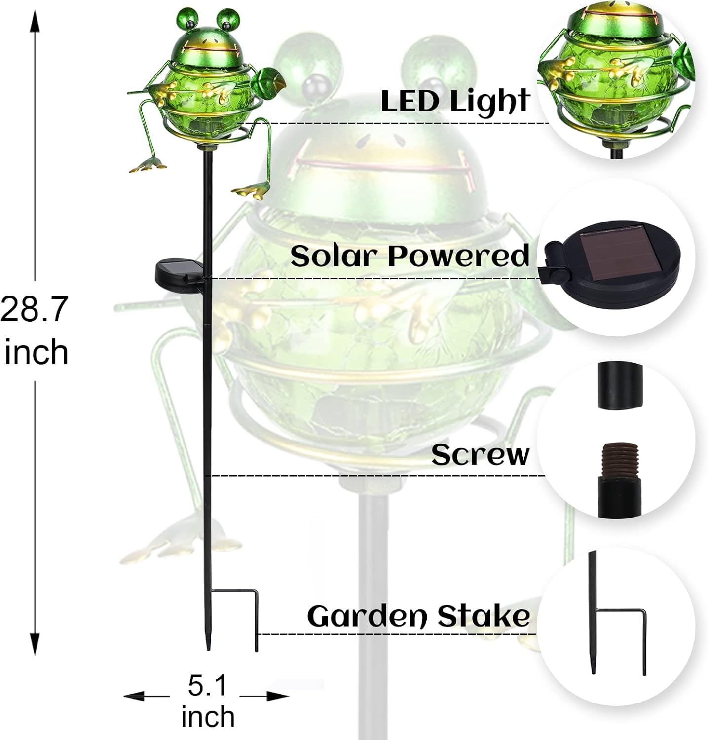 Bshine Solar Frog Garden Decorative Light, Outdoor Waterproof Solar Stake, Yard Decoration for Paths, Landscape, Pathways, Lawn Ornaments, Gift for Mom, Gardening Gift for Frog Lovers-VerdiqueGarden