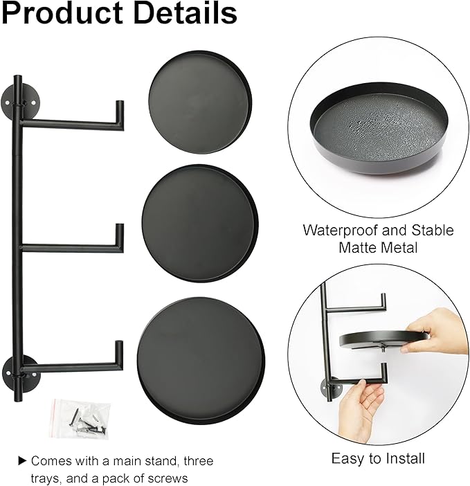 Rotating Window Wall Plant Shelves Stand Holder, 3 Tiered Metal Floating Plant Shelf Hanger Indoor , Window Sill Gifts-VerdiqueGarden