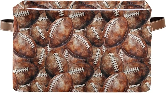 Football Rectangular Storage Basket Organizer Bin Shelf Baskets For Home Office Dorm-VerdiqueGarden