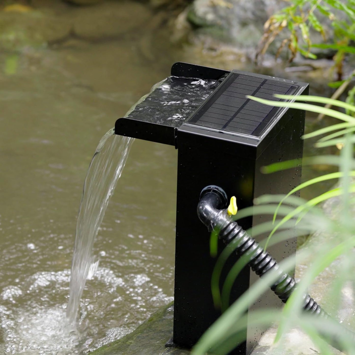 NFESOLAR Pond Waterfall Spillway Kit, Includes Large 7.8" W 13.4" H Stainless Waterfall Box, 660GPH Water Pump, Blue LED Lights for Garden Outdoor Pond 500-1500 Gallons N4213-VerdiqueGarden