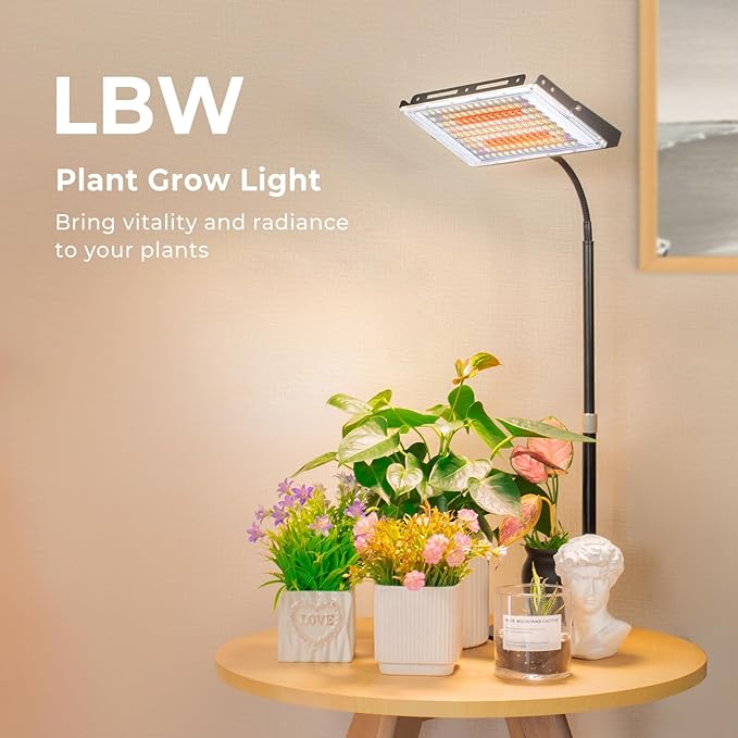 LBW Grow Light for Indoor Plants,144 LED Full Spectrum Plant Light for Indoor Plants, Large Desk Grow Lamp with On/Off Switch, Height Adjustable, Flexible Gooseneck, Ideal for Indoor Grow-VerdiqueGarden