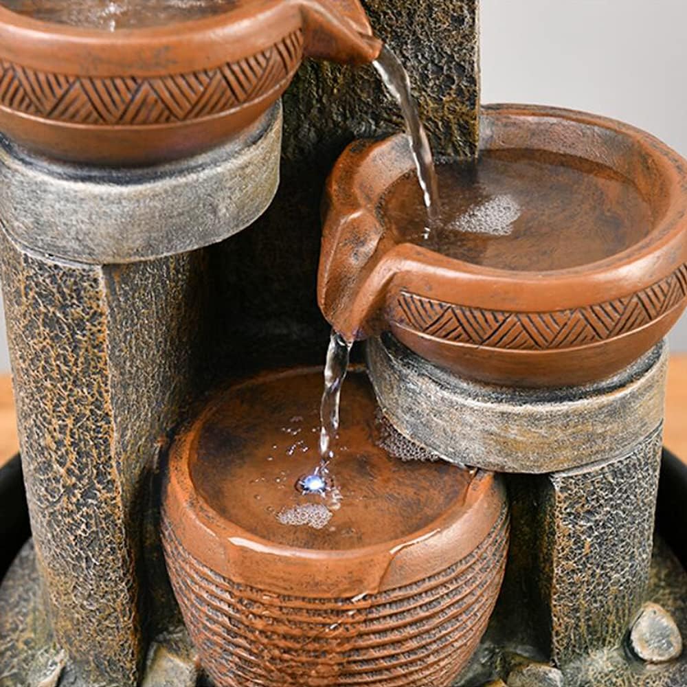 15.7" H 4-Tier Indoor Tabletop Waterfall Fountain with LED Lights Desktop Fountains Calming Sound for Home Office Decor (15.7ihch)-VerdiqueGarden