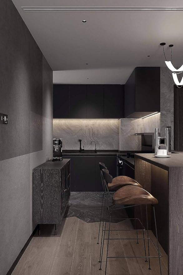 Dimoon 236''x15.7'' Black Skin Peel and Stick Wallpaper Contact Paper Modern Self Adhesive Wall Paper Removable Renter Friendly Textured Solid Color Cabinet Vinyl Roll (236''x15.7'',Black Skin)-VerdiqueGarden