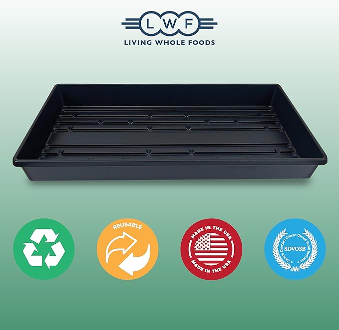 10 Plant Growing Trays (No Drain Holes) - 20" x 10" - Perfect Garden Seed Starter Grow Trays: for Seedlings, Indoor Gardening, Growing Microgreens, Wheatgrass & More - Soil or Hydroponic-VerdiqueGarden