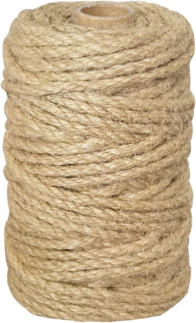 PerkHomy 5mm Jute Rope 105 Feet Twisted Heavy Duty and Thick Twine Rope for Cat Scratcher Scratching Post Tree Craft Projects Gardening Home Decoration Packing Bundling (105FT * 5mm)-VerdiqueGarden