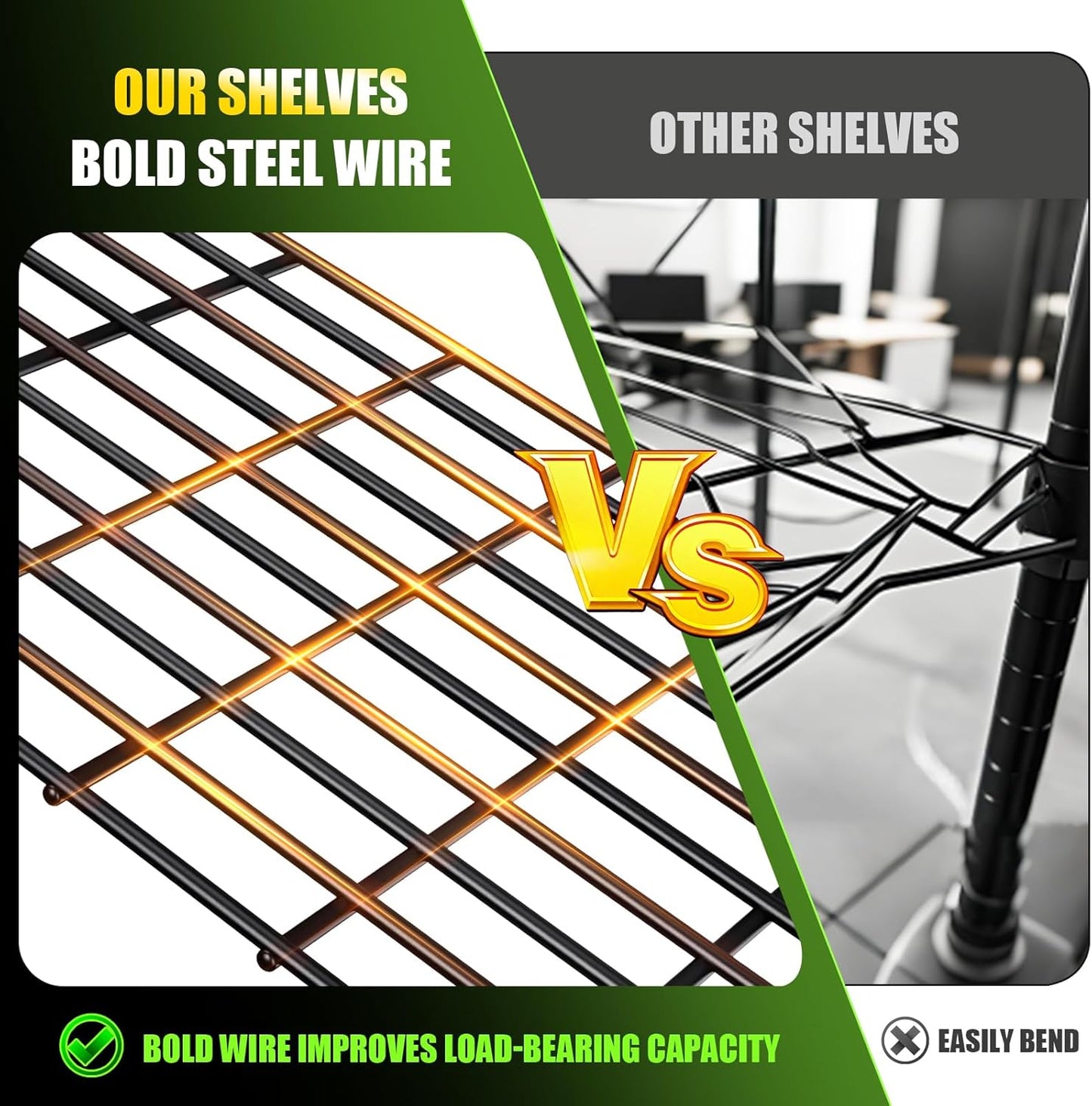 Garage Shelving 5 Tier Metal Shelves Adjustable Garage Storage Shelves Storage Rack 3000LBS Heavy Duty Industrial Shelving Unit Wire Shelf Rack Shelf for Storage Room, Basement,45.7”W×19.7”D×81.1 ”H-VerdiqueGarden