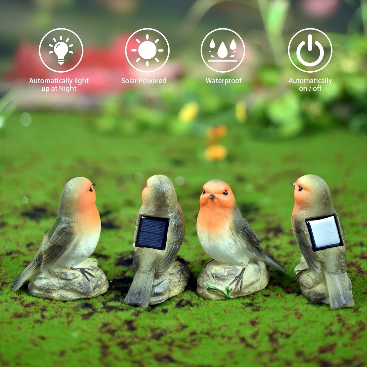 Solar Garden Outdoor Statues Bird Lights, Cute Birds Garden Decor for Outside, Christmas Birthday Gifts Stocking Stuffers Housewarming Gifts Yard Decoration for Women, Mother and Grandma-VerdiqueGarden