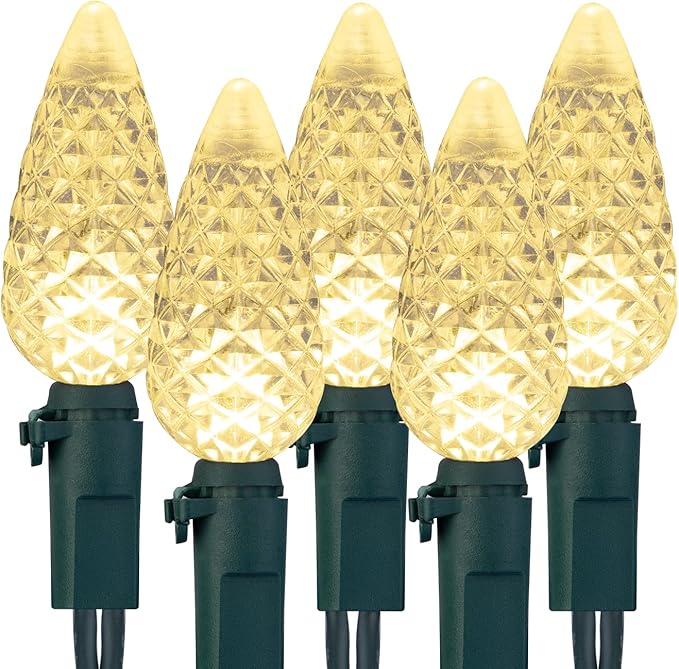 C6 LED Christmas String Lights, 33 Feet 100 LED Strawberry Lights Plug in, Waterproof Twinkle Fairy String Lights for Indoor Outdoor Holiday Garden Yard Party Tree Decoration (Warm White)-VerdiqueGarden