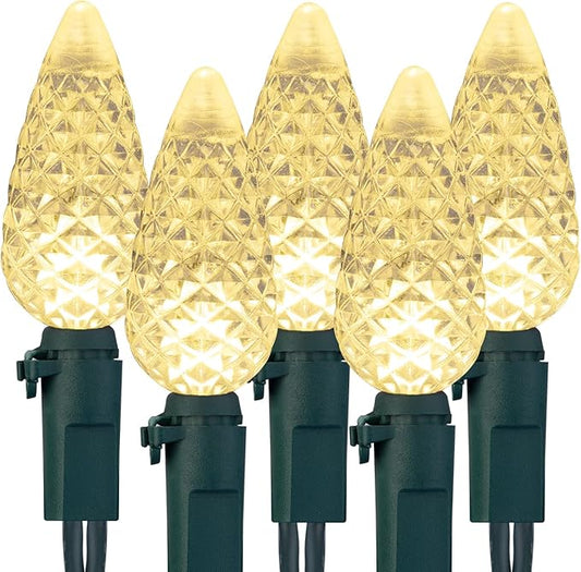 C6 LED Christmas String Lights, 33 Feet 100 LED Strawberry Lights Plug in, Waterproof Twinkle Fairy String Lights for Indoor Outdoor Holiday Garden Yard Party Tree Decoration (Warm White)-VerdiqueGarden