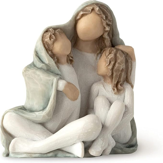 Willow Tree Cozy, Close Together, we Three, Loving Embrace from Mother, Grandmother, Caregiver, Nanny, Depicts Playful Relationship and Imaginative Play, Sculpted Hand-Painted Figure-VerdiqueGarden