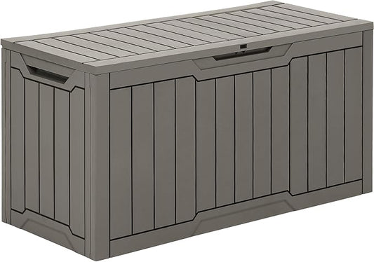 YITAHOME 80 Gallon Outdoor Storage Box, Large Water Resistant Resin Deck Box, Indoor Outdoor Lockable Storage Container for Patio, Garden, Cushions, Tools, Equipment (Taupe)-VerdiqueGarden