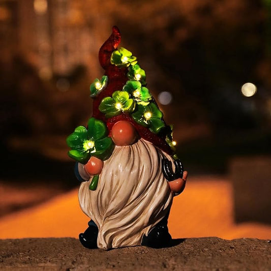 Garden Gnome Statue with Solar Lights Large Sculptures Funny Triple Gnome Outdoor Patio Lawn Yard Garden Decor Gifts for Women Mom 11in Spring Gnomes Outdoor-VerdiqueGarden