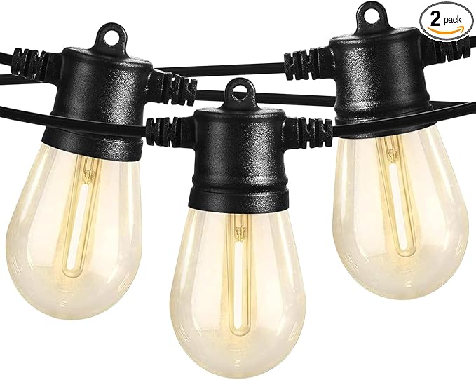 SUNTHIN Outdoor String Lights, 2 Pack 96FT Patio Lights with LED Shatterproof Bulbs, Hanging for Outside, Garden, Backyard, Deck, Porch, Fence, Bistro, Pool, Party-VerdiqueGarden