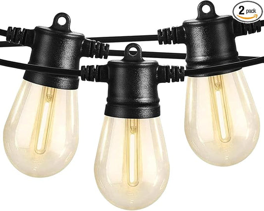 SUNTHIN Outdoor String Lights, 2 Pack 96FT Patio Lights with LED Shatterproof Bulbs, Hanging for Outside, Garden, Backyard, Deck, Porch, Fence, Bistro, Pool, Party-VerdiqueGarden