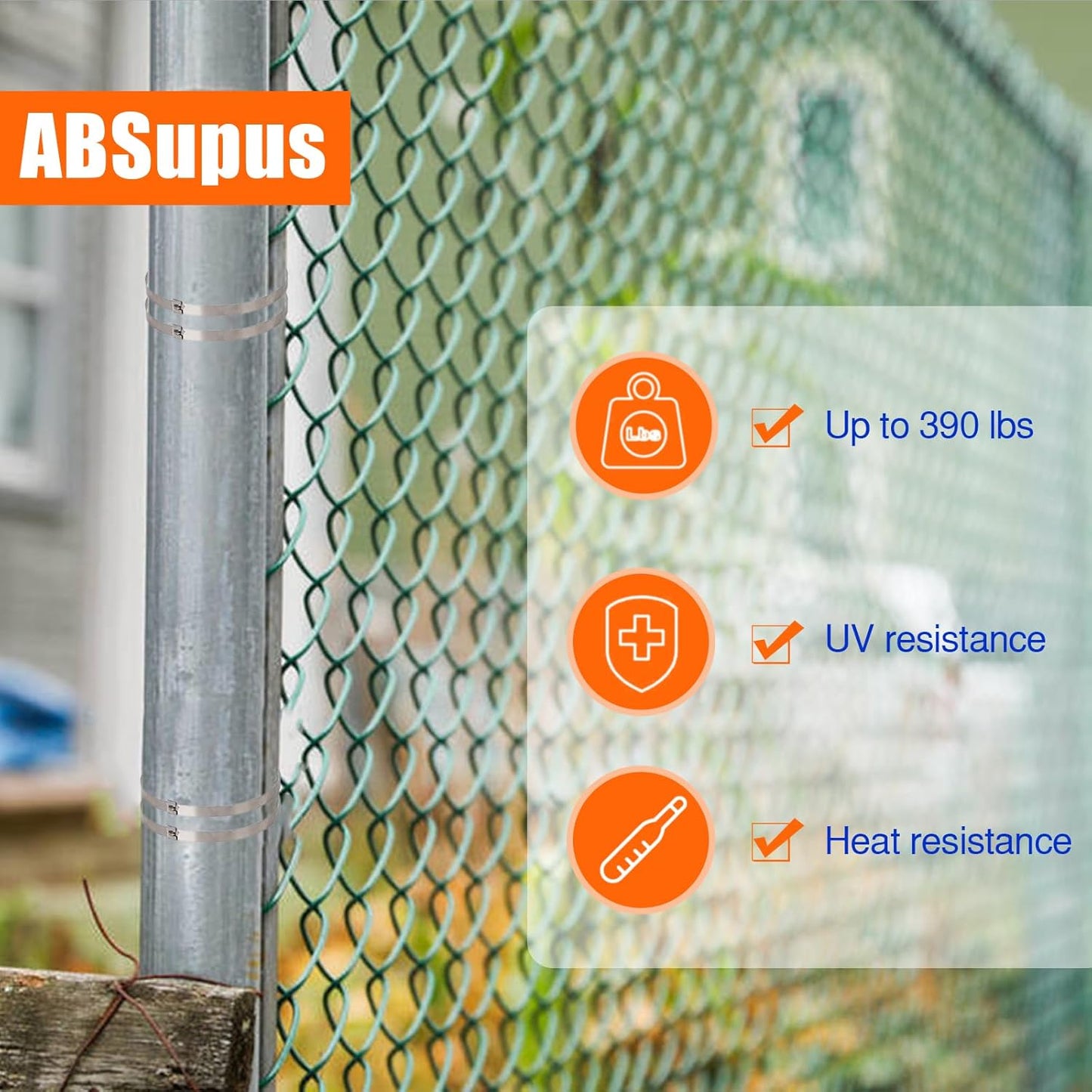 Metal Zip Ties Heavy Duty Outdoor, 18 Inch 80pcs, 390 Lb Wide Stainless Steel Zip Ties, Heat Resistant Metal Straps, Self-Locking for Fence, Exhaust Wrap, Farms, Pipes-VerdiqueGarden