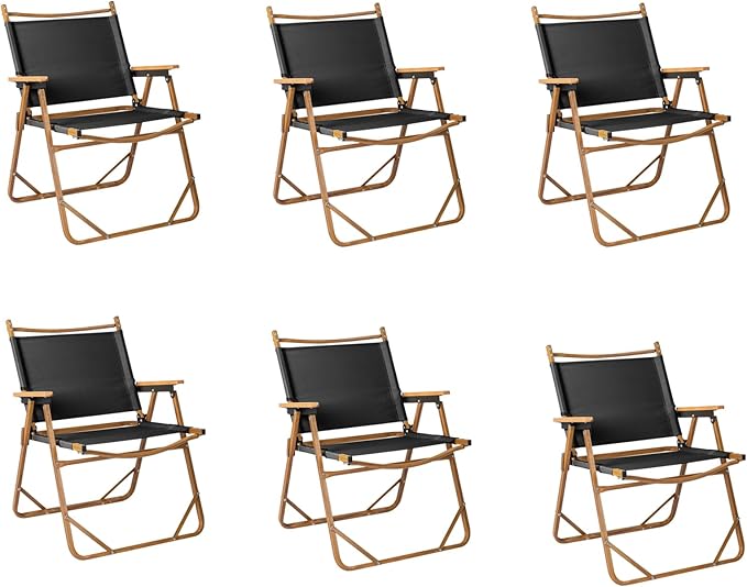 Outvita Portable Folding Camping Chair, 6pcs Ultralight Low Beach Chair, Durable Aluminum Frame Armchairs for Hiking Concert Fishing Picnic, Supports 233Lbs-VerdiqueGarden