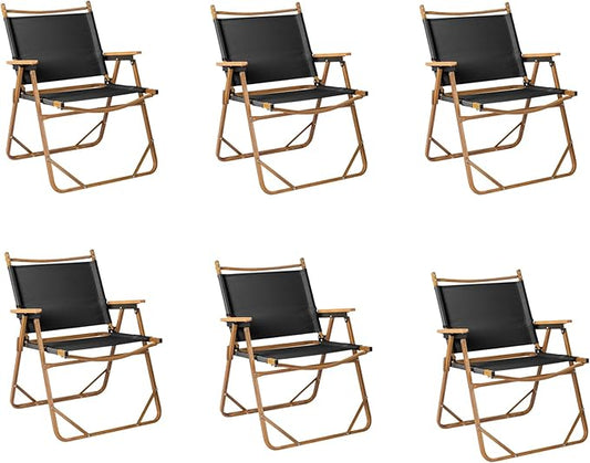 Outvita Portable Folding Camping Chair, 6pcs Ultralight Low Beach Chair, Durable Aluminum Frame Armchairs for Hiking Concert Fishing Picnic, Supports 233Lbs-VerdiqueGarden