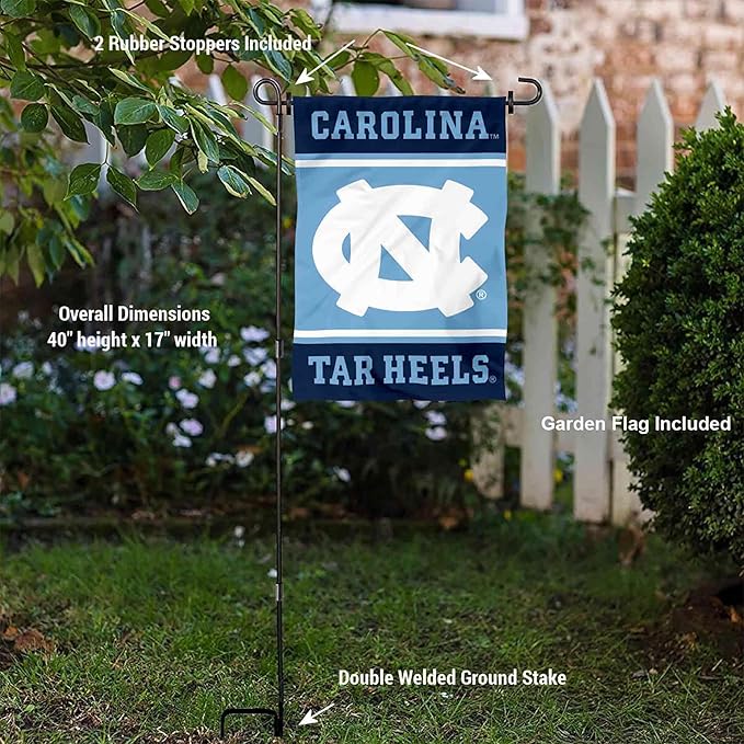 College Flags & Banners Co. North Carolina Tar Heels Garden Flag with Stand Holder-VerdiqueGarden