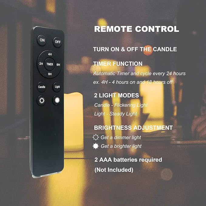 Waterproof Outdoor Flameless Candles with Remote, Set of 2, Large 4” x 6” Battery Operated Electric LED Pillar Candle Set for Home Décor Party Wedding Supplies Garden Christmas Decoration Gift-VerdiqueGarden