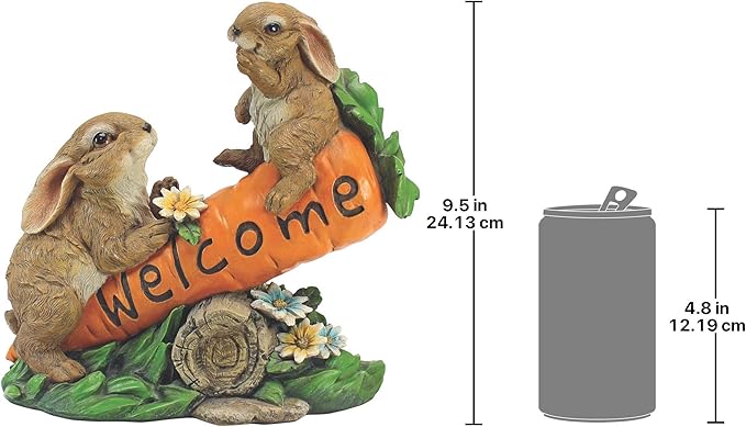 Design Toscano HF317387 Bunny Bunch Rabbits Outdoor Garden Statue Welcome Sign, 10 Inch, Full Color-VerdiqueGarden
