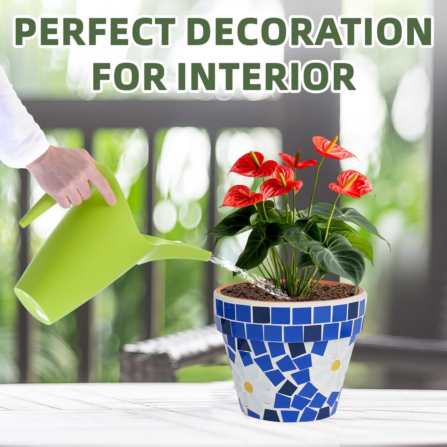 VOREEN Mosaic & Terracotta Plant Pots, 2 Pack Handmade Flower Pots with Drainage, Decorative Daisy Style Planters for Indoor Outdoor Plants, Home & Garden Decor, Gift for Mom Wife Friend-VerdiqueGarden