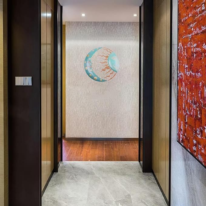 Jannity Metal Sun Wall Decor,11.02 Inches Large Metal Wall Art with Sun Moon Stars Retro Moon Sun Wall Decoration Hanging for Indoor Outdoor Patio Yard Home Garden-VerdiqueGarden