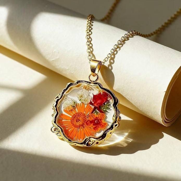 Birth Flower Necklace,1-12 Birth Month Flower Handmade Pendant Necklaces for Women Personalized Custom Floral Jewelry,Boho jewelry,Birthday Gift for Women Girls Best Friend