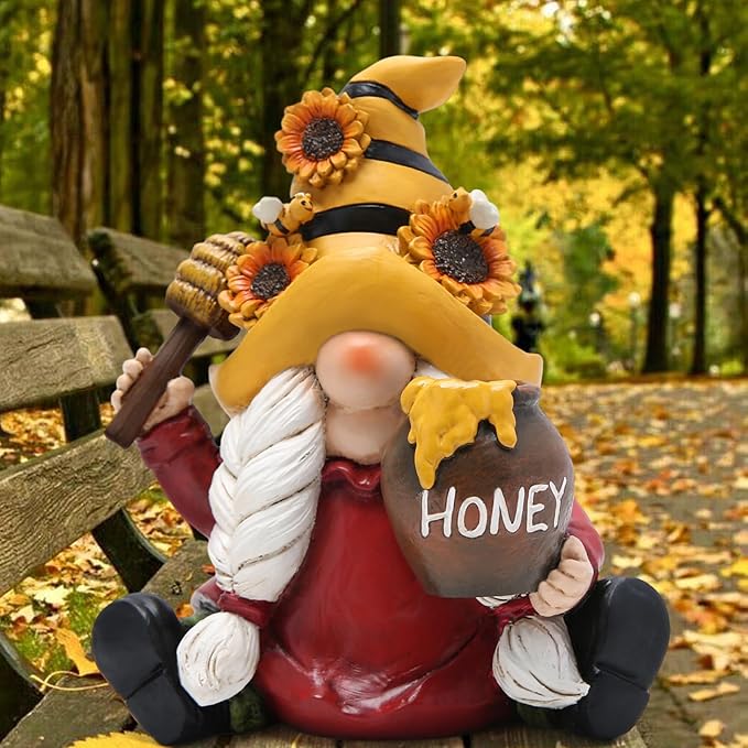 Hodao Bumble Bee Spring Gnome Decorations Honey Bee Gnomes Ornaments World Bee Day Decorations Gifts Summer Gnomes Figurines Honey Bee for Garden Decor Bee Birthday Gifts for Mom, Grandma, Women-VerdiqueGarden